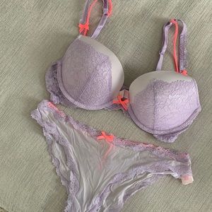 Victoria’s Secret Dream Angels push-up bra with matching cheekini panty.